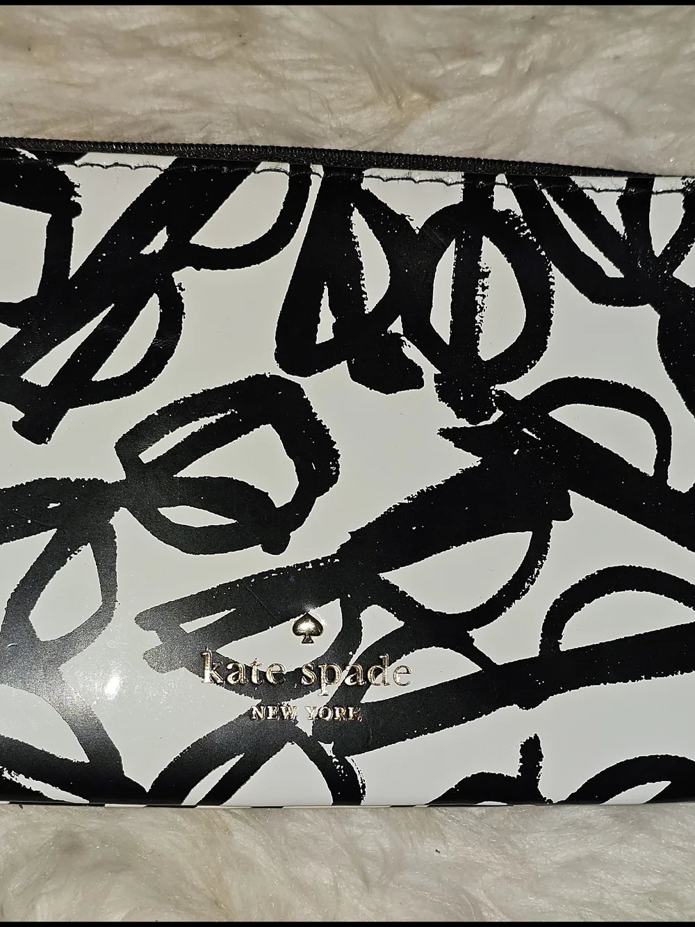 kate spade Black & White Printed Cosmetic Pouch